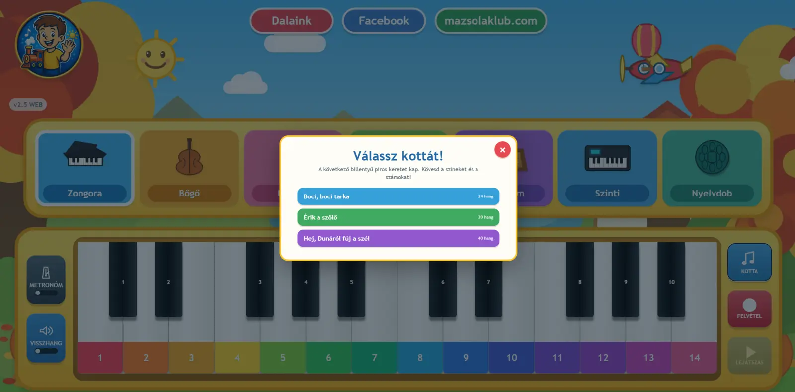 Kotta választó a Mazsola Klub Szinti játékban